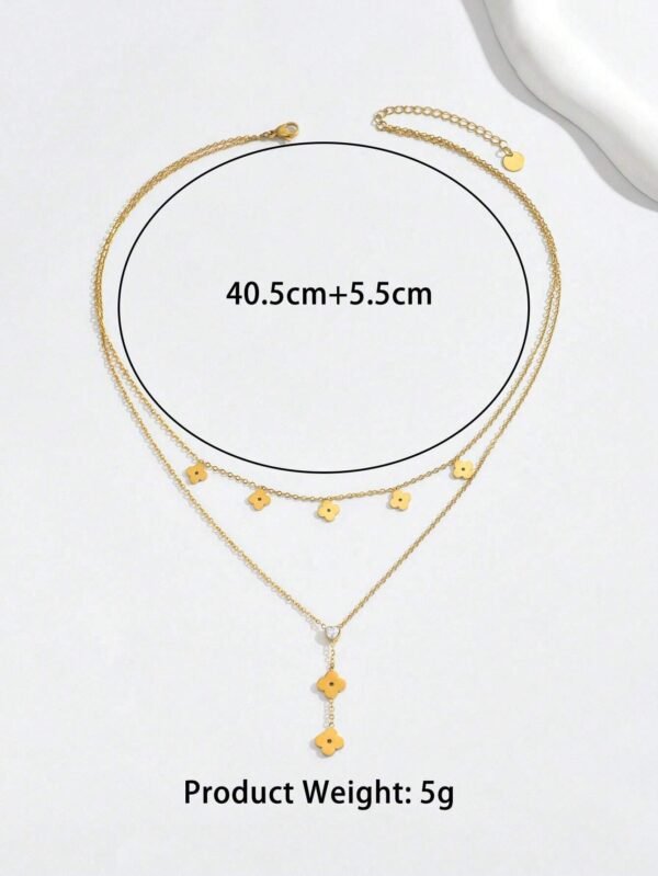 Collier fleur diamant double – Image 7