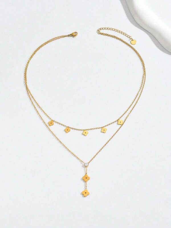 Collier fleur diamant double – Image 17