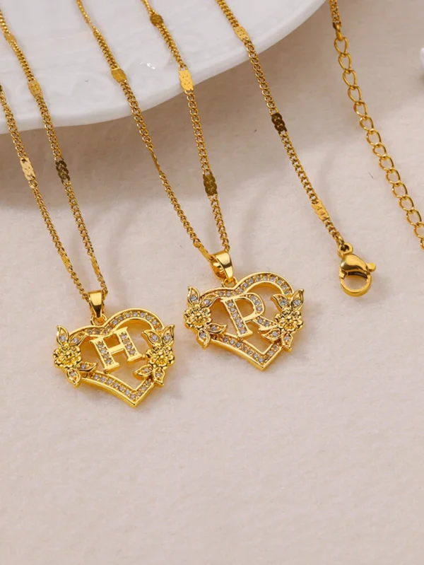 Collier Lettres Cœur Zircone – Image 5