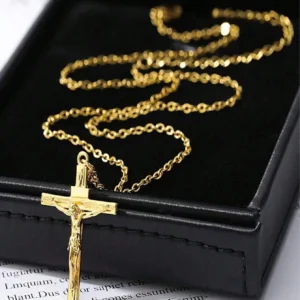 Collier Croix Jésus Acier