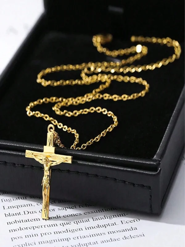 Collier Croix Jésus Acier – Image 4