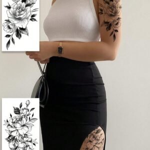 5 pcs tatouage floral noir