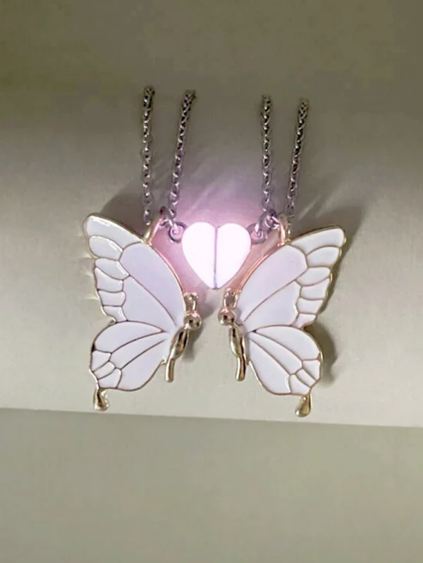 2 Pendentifs Couple Papillon