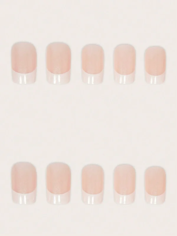 24 pcs ongles carrés glitter rose – Image 3