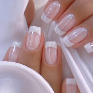 24 pcs ongles carrés glitter rose