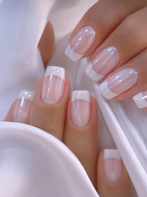 24 pcs ongles carrés glitter rose