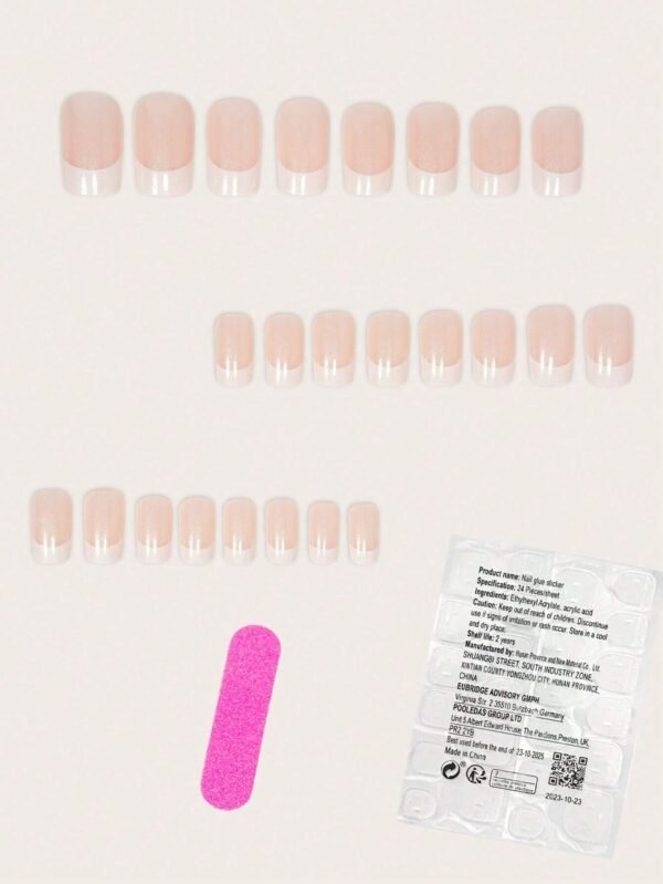 24 pcs ongles carrés glitter rose – Image 2