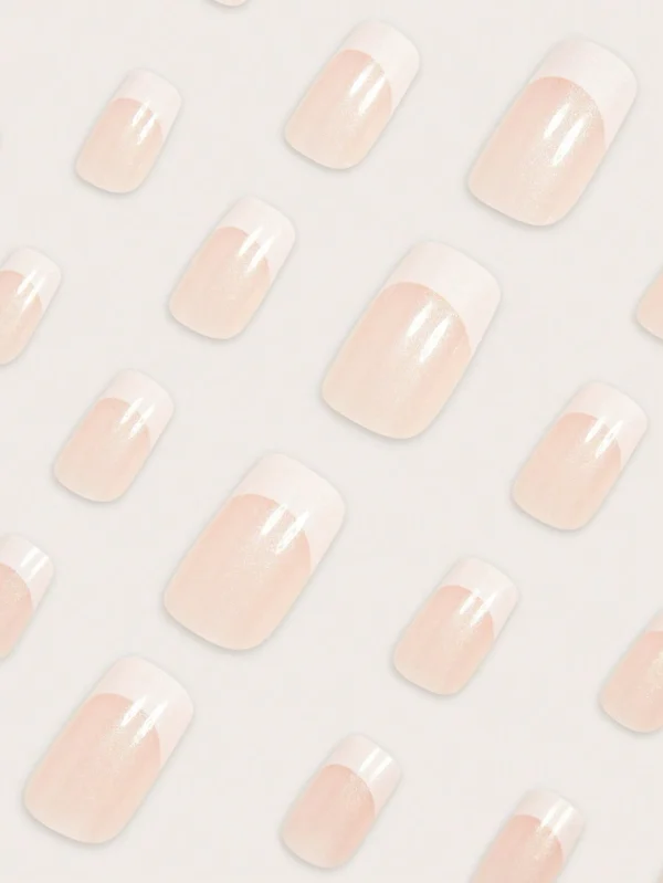 24 pcs ongles carrés glitter rose – Image 4