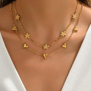 Collier Fleur Cœur Dé