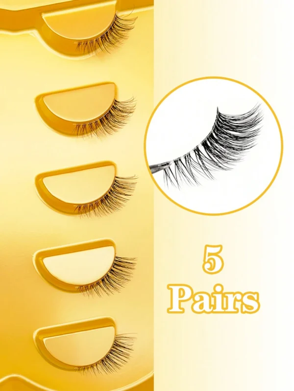 5 paires demi-cils œil chat 3D – Image 7