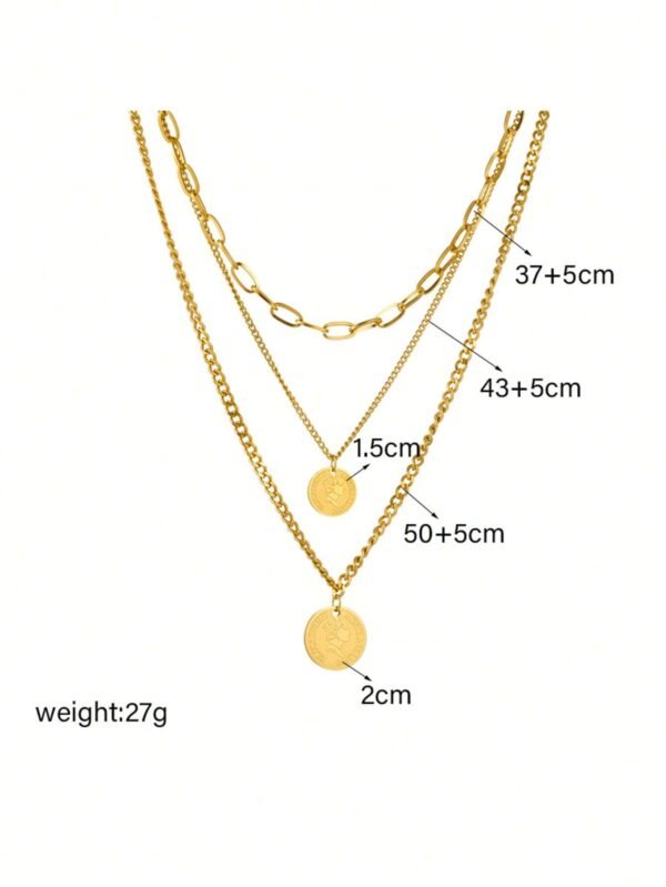 Collier double couche gravé – Image 5