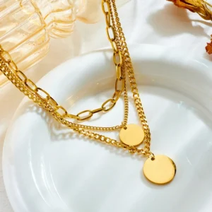 Collier double couche gravé