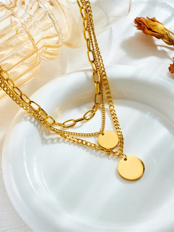 Collier double couche gravé – Image 2