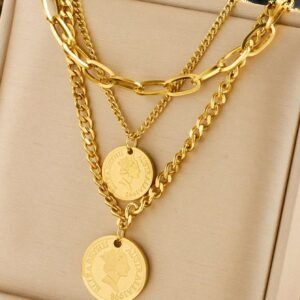 Collier double couche gravé