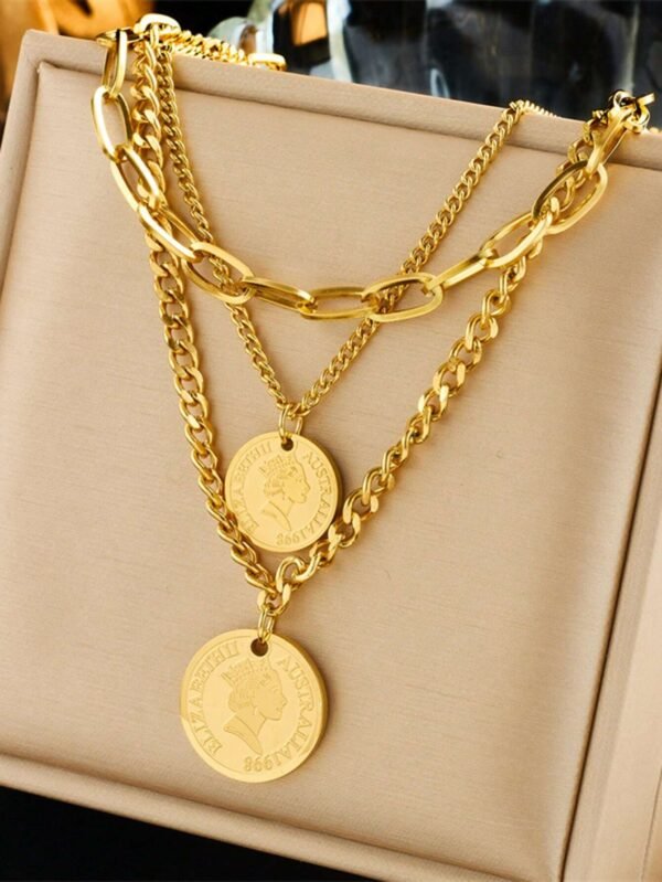 Collier double couche gravé