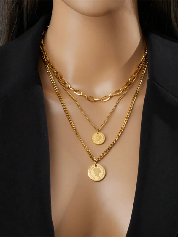 Collier double couche gravé – Image 4