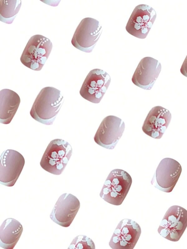 24 pcs ongles carrés fleurs 3D – Image 3