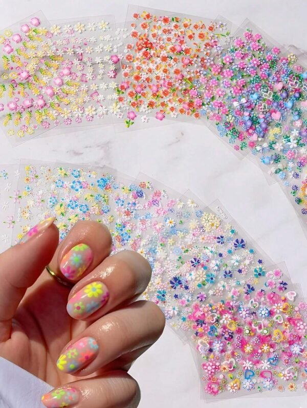 10 pcs autocollants fleurs 3D