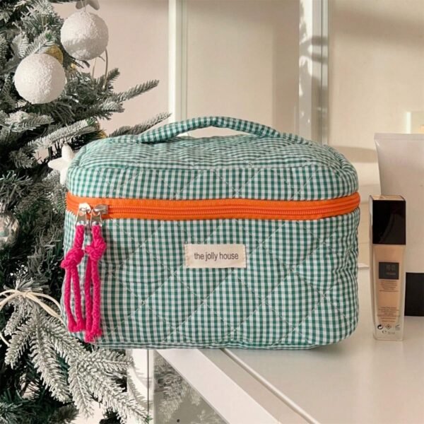 1 pcs sac maquillage carreaux – Image 5