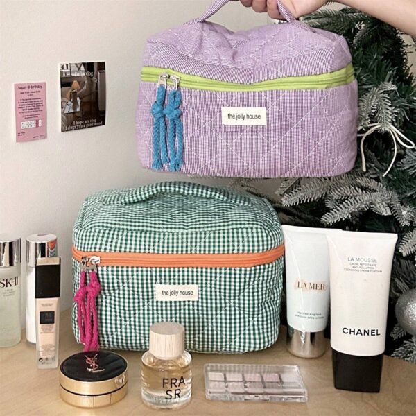 1 pcs sac maquillage carreaux – Image 3