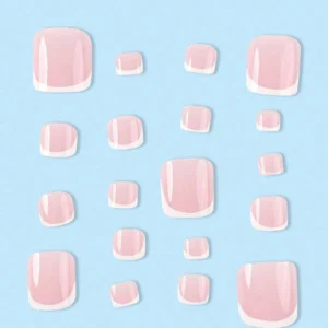 24 pcs ongles courts roses