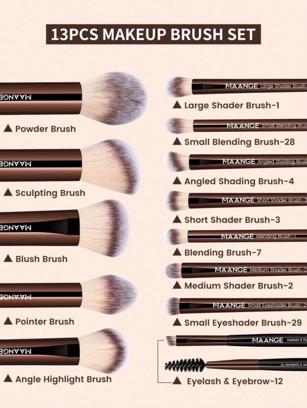 13 pcs pinceaux pro MAANGE alu longs – Image 5
