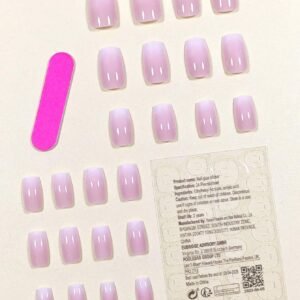 24 pcs ongles courts rose