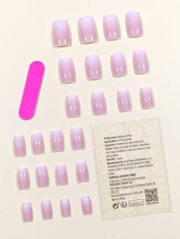 24 pcs ongles courts rose – Image 2