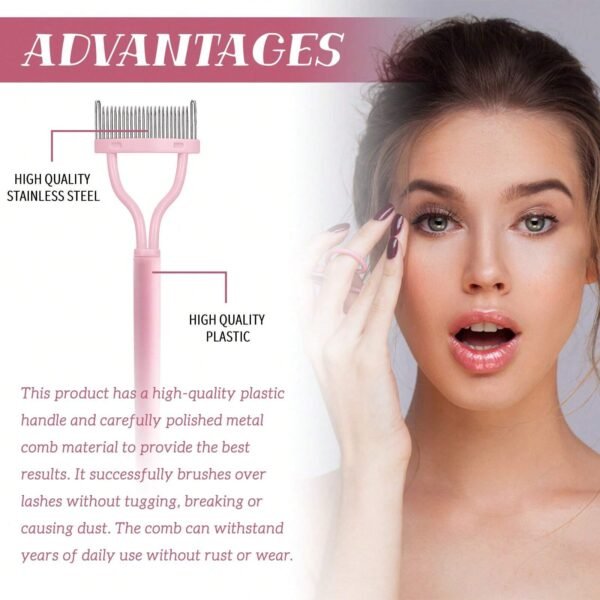 1 pc peigne acier cils rose – Image 3