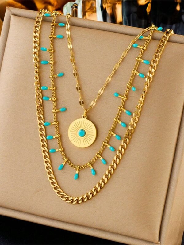 Collier bohème turquoise 3couches