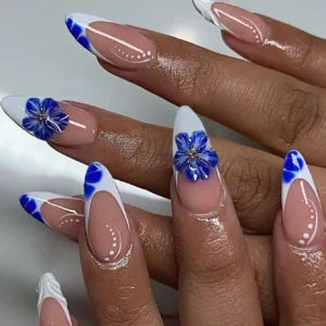 24 pcs ongles amande French 3D gel