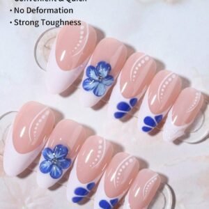 24 pcs ongles amande French 3D gel