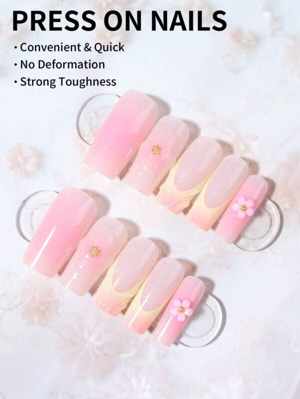 24 pcs ongles carrés fleurs – Image 2