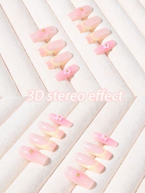 24 pcs ongles carrés fleurs – Image 3