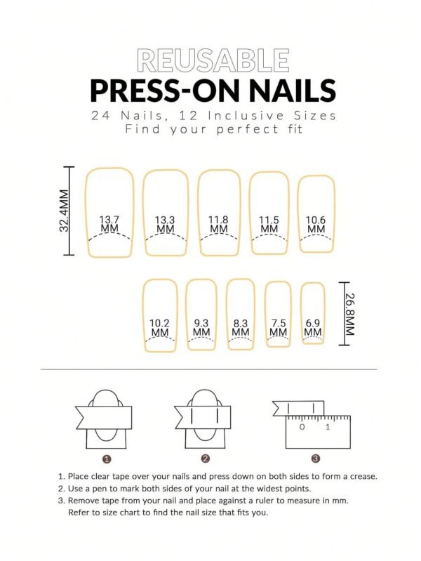 24 pcs ongles carrés fleurs – Image 5