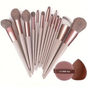 13 pcs pinceaux + 2 éponges marron