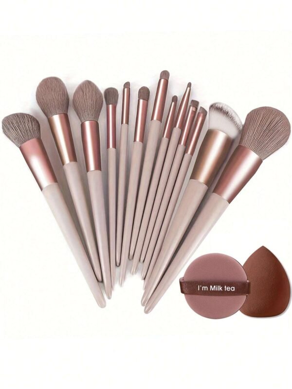 13 pcs pinceaux + 2 éponges marron