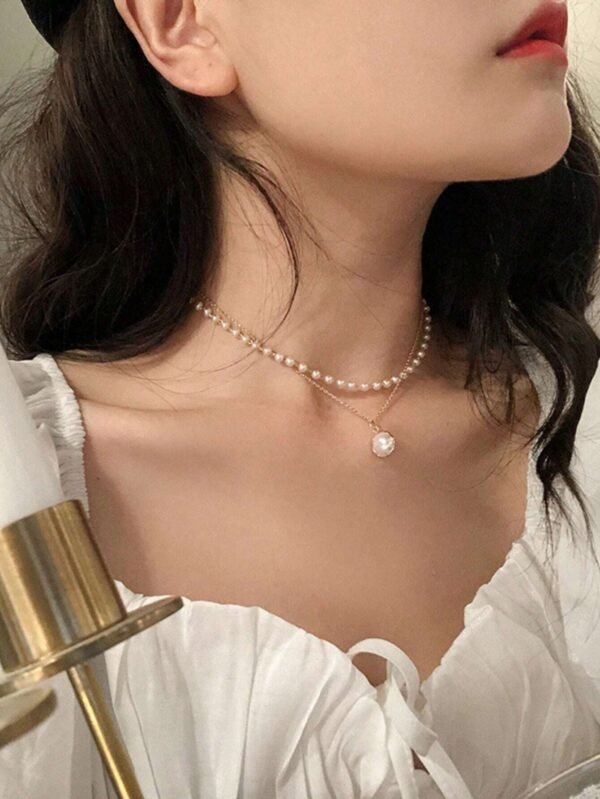 Collier Perle Double Minimaliste – Image 3