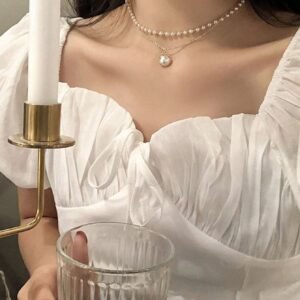 Collier Perle Double Minimaliste