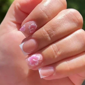 24 pcs stickers ongles floral rose