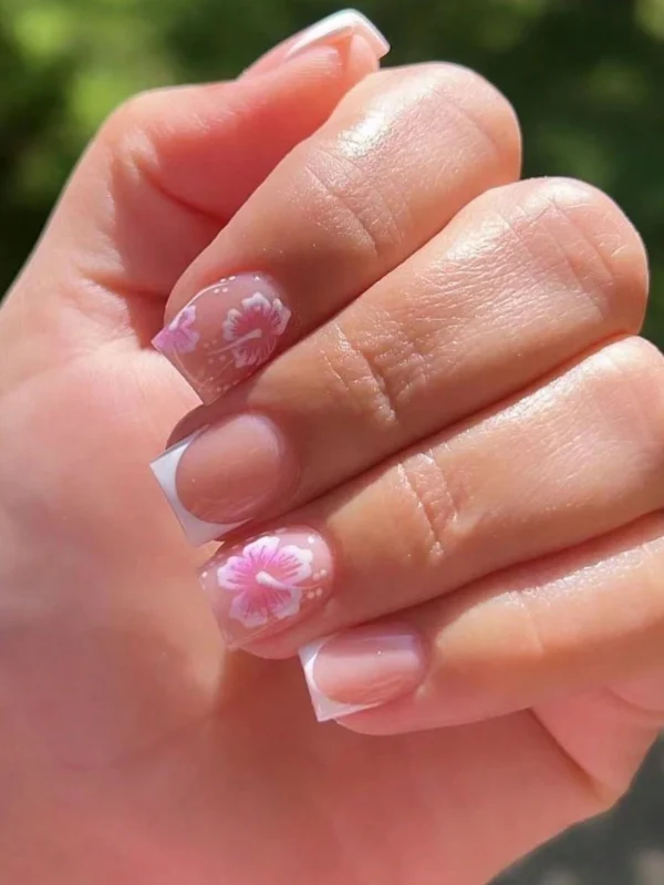 24 pcs stickers ongles floral rose
