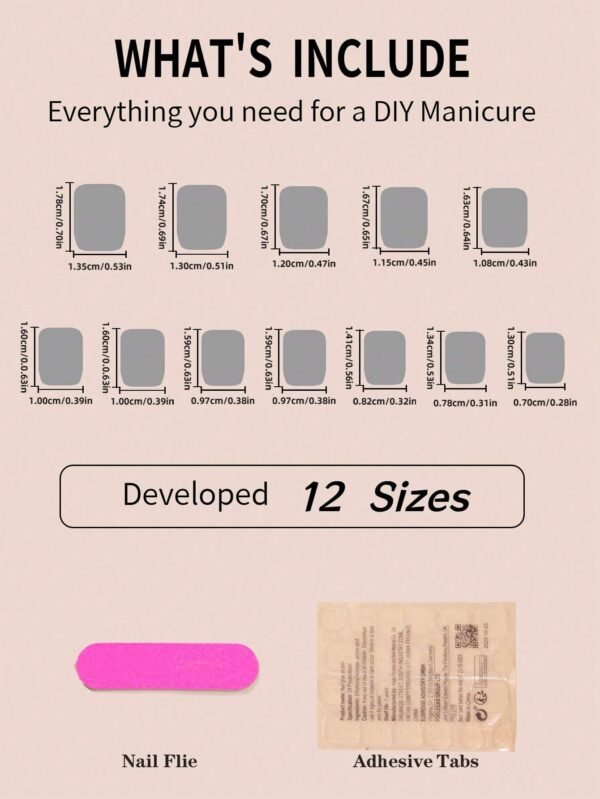 24 pcs ongles carrés French kit – Image 8