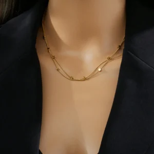 Collier Carré Double Rétro