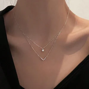 Collier V Zircone Élégant