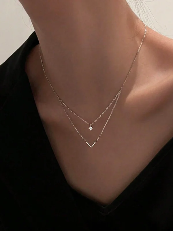 Collier V Zircone Élégant