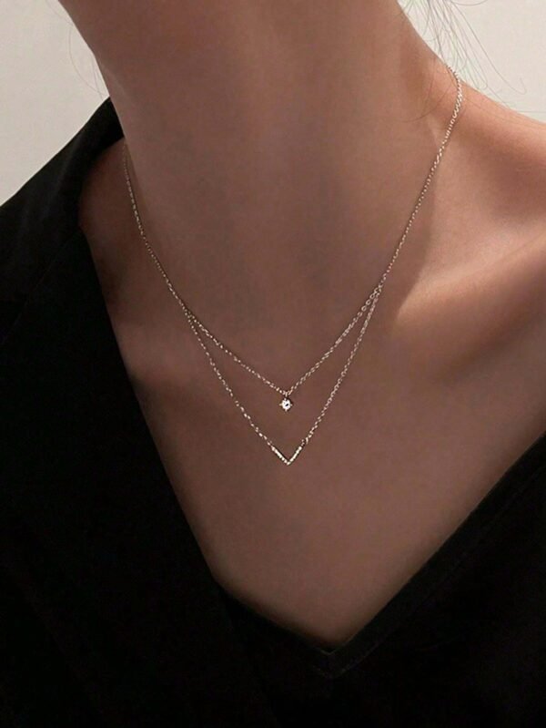 Collier V Zircone Élégant – Image 9