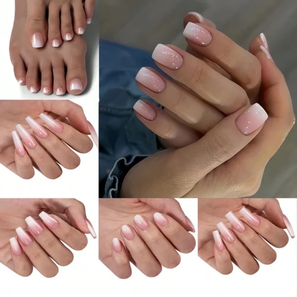 24 pcs ongles blancs dégradé