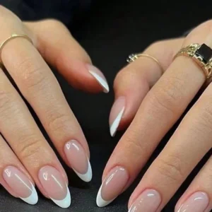 24 pcs ongles amande French blanc