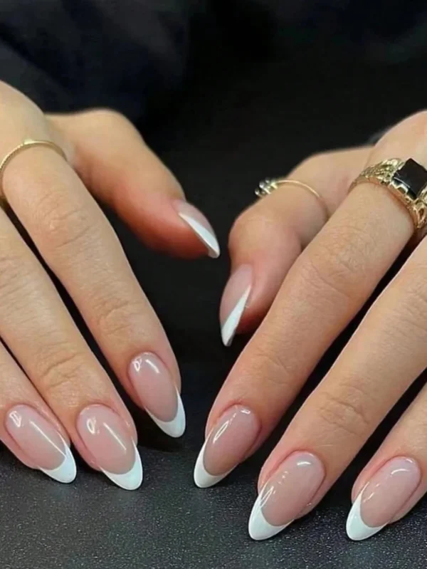 24 pcs ongles amande French blanc