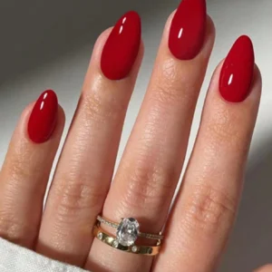 30 pcs ongles amande rouge vintage